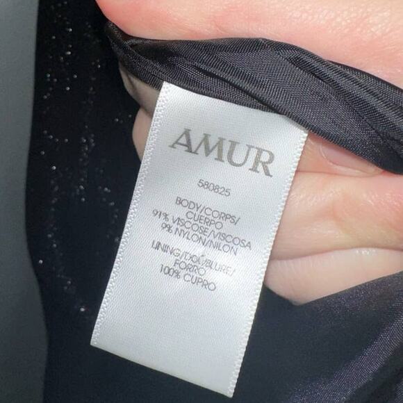 AMUR Esmerelda Asymmetric One-Shoulder Shimmer Maxi Formal Gown Black Size 0 - Picture 7 of 13